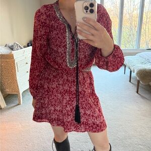 Elegant Red Floral Dress